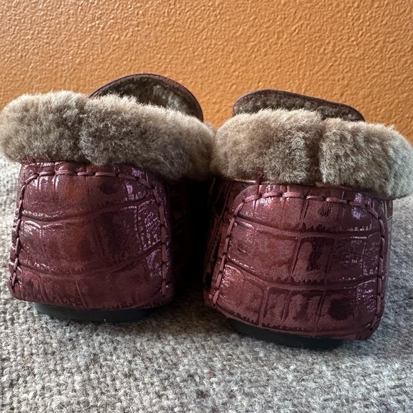 Johnston & Murphy Miranda Plum Suede Print Shearling Lined Driving Shoes Size 9 - Picture 7 of 10